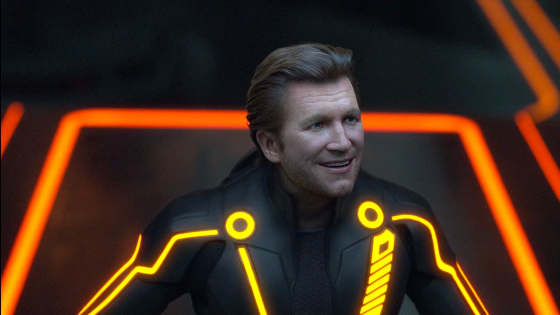 The digital likeness of a young Jeff Bridges as the antagonist CLU