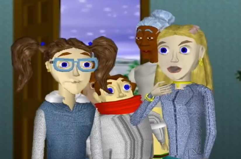 three children and an old woman in Rapsittie Street Kids: Believe in Santa