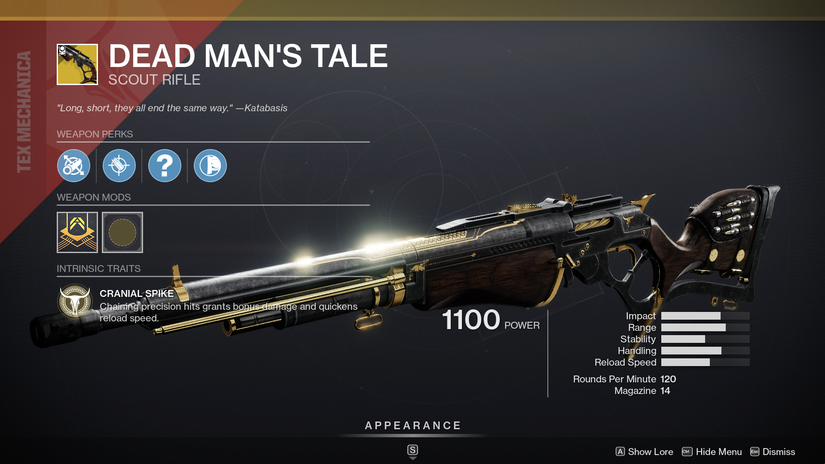 How to unlock the Dead Man's Tale Exotic scout rifle in Destiny 2