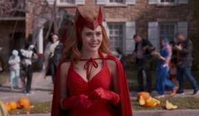 Wanda Maximoff in her Scarlet Witch halloween costume on WandaVision