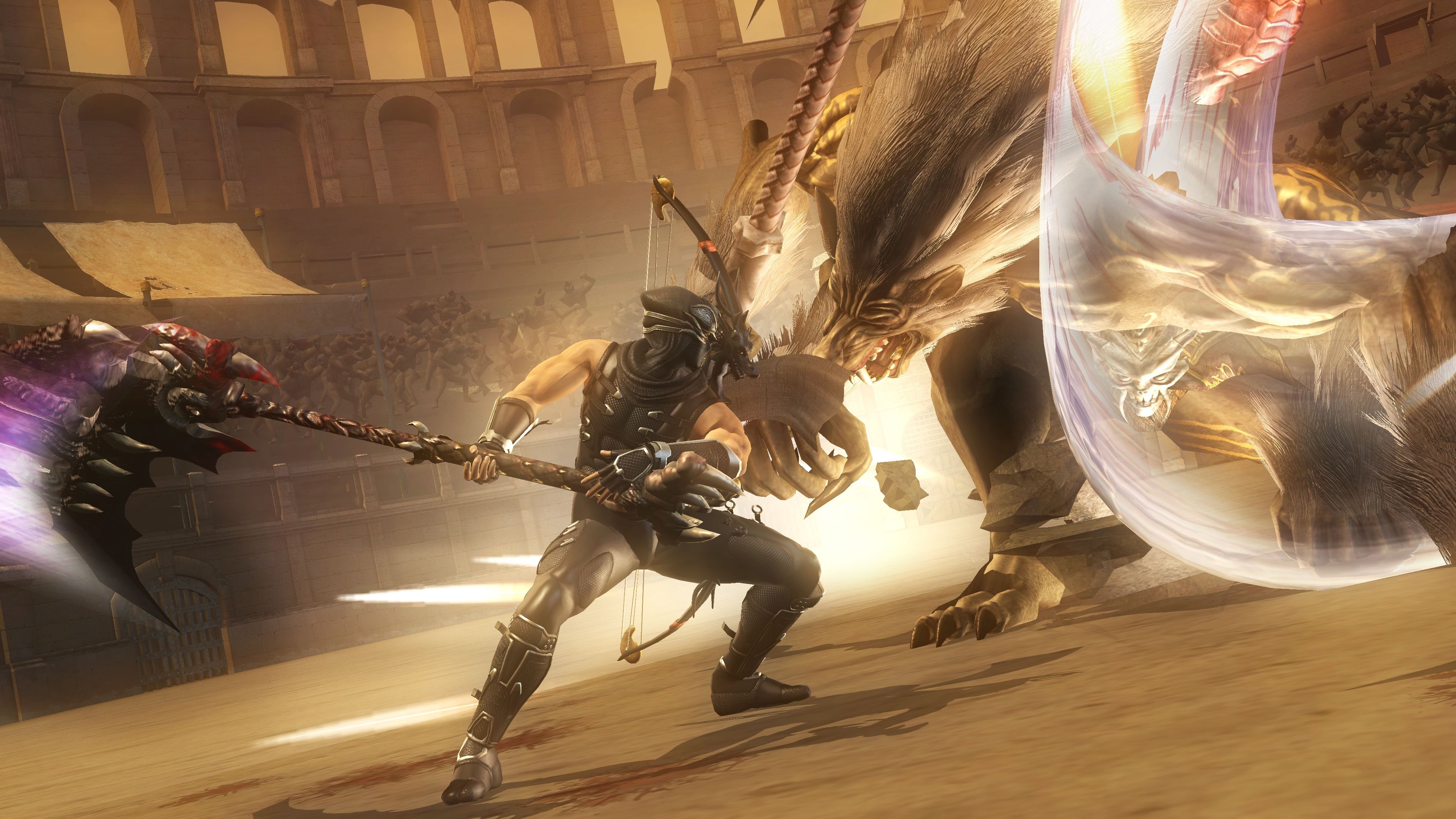 Ryu slashes a monster with a scythe in Ninja Gaiden Sigma 2