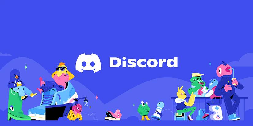 Discord’s rebrand key art, which shows colorful characters hanging out together on a blue background