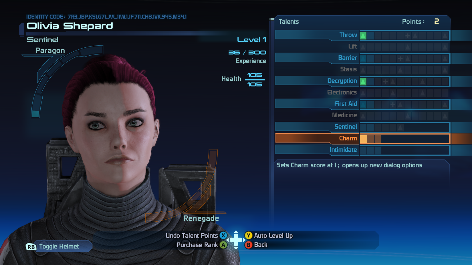 The status menu in Mass Effect