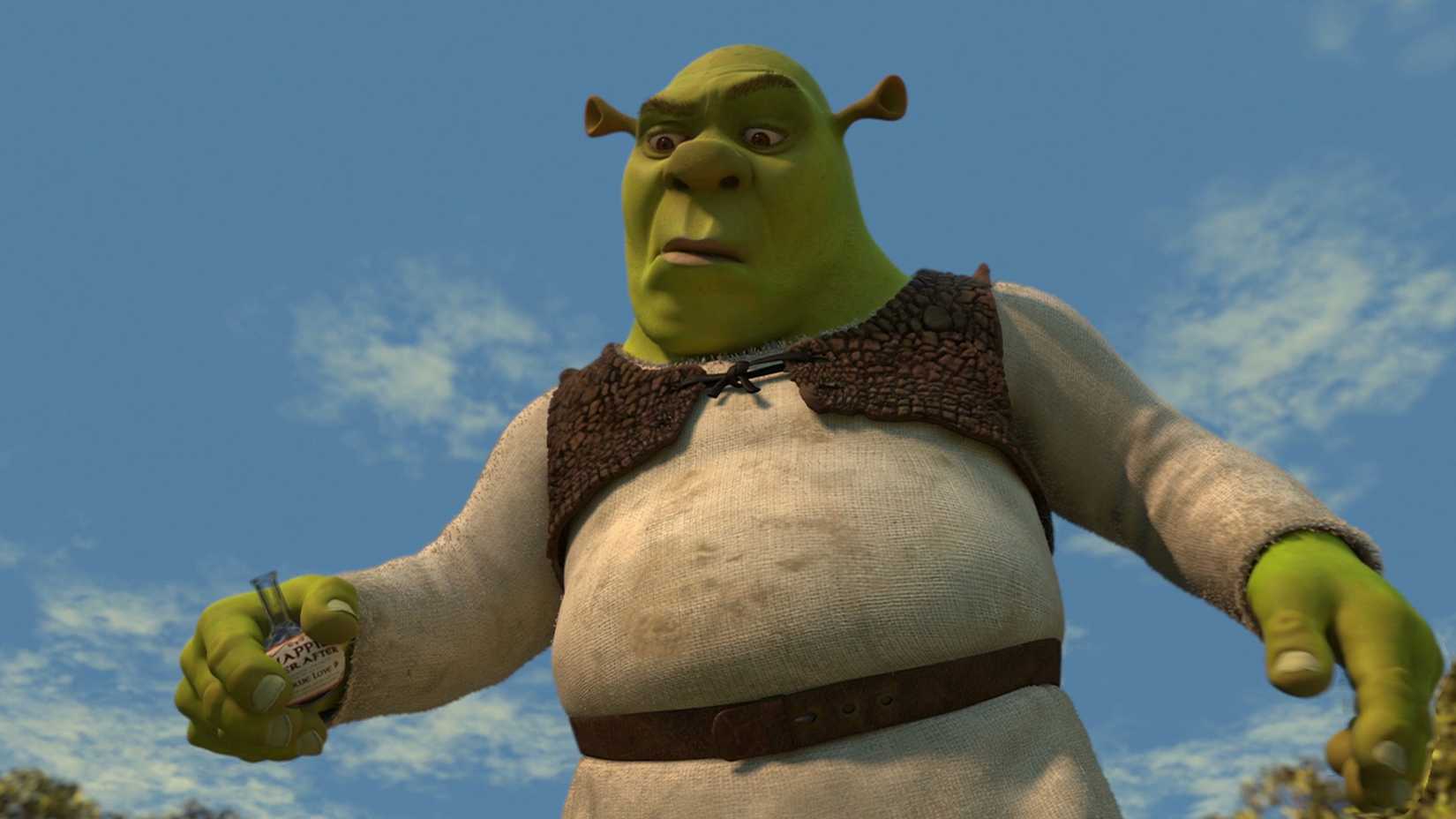 shrek making a face after drinking a potion