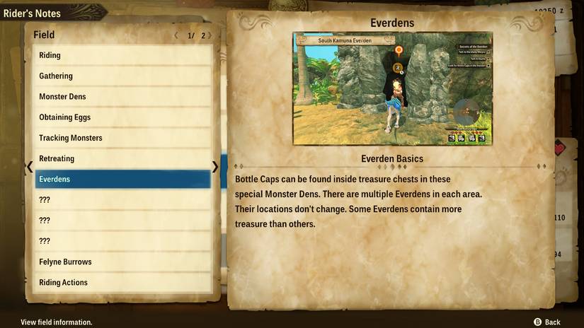 Monster Hunter Stories 2: Wings of Ruin Everden and bottle cap guide