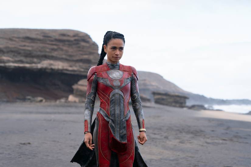 Makkari (Lauren Ridloff) standing on a beach in Eternals