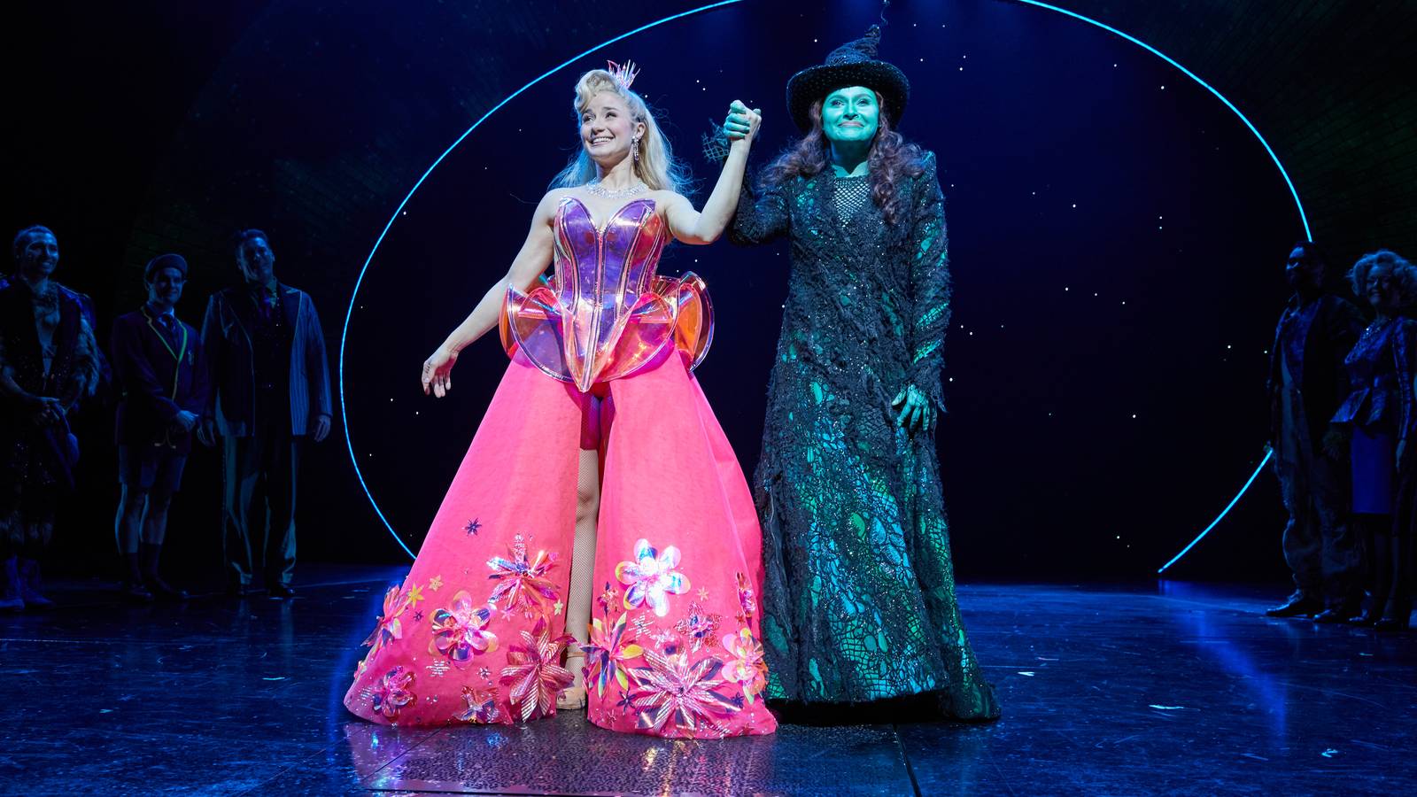 princess polly baby blue dress Ariana Grande and Cynthia Erivo cast in the Wicked movie