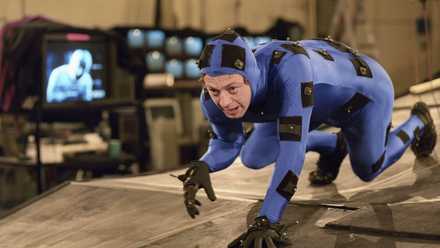 Andy Serkis in a mo-cap suit for The Two Towers movie