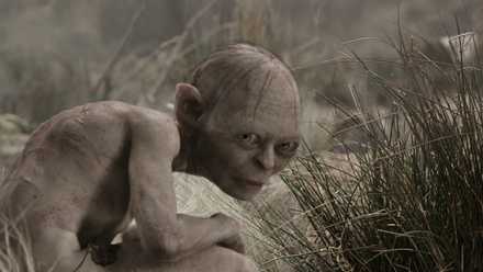Gollum standing in the brush in Lord of the Rings: The Two Towers