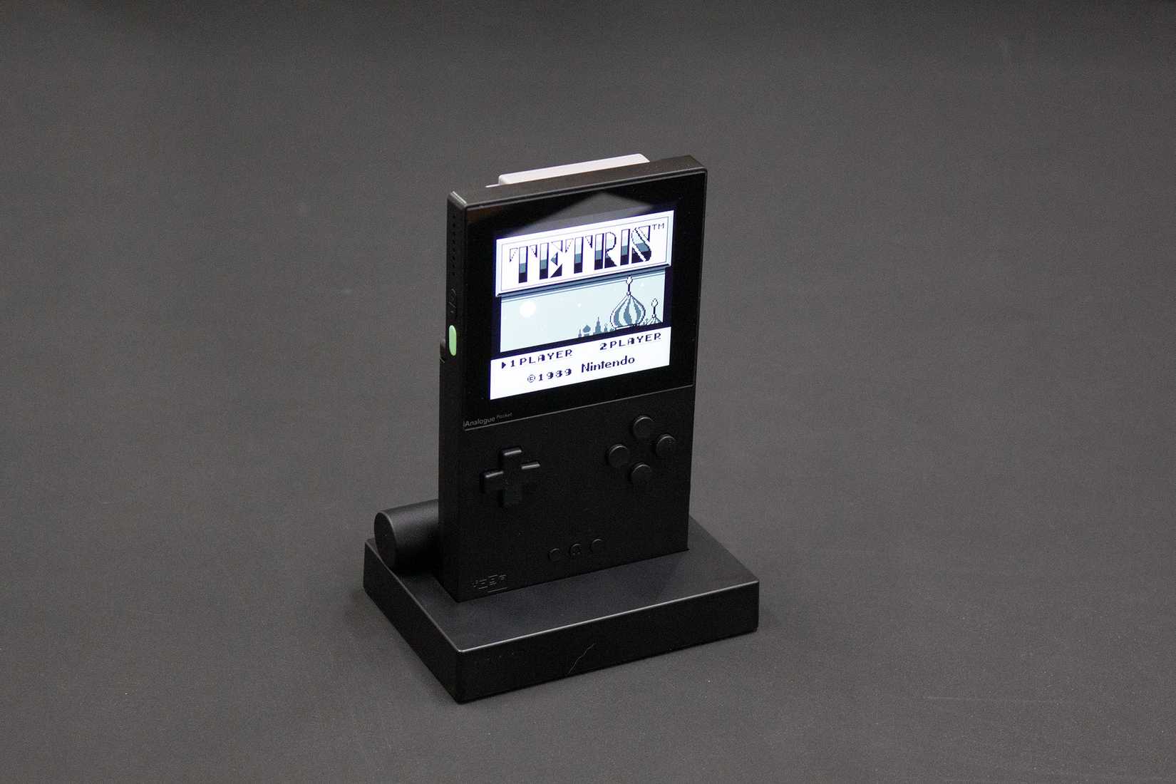 A docked Analogue Pocket running Tetris