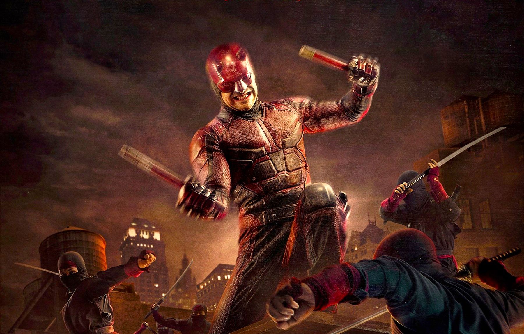 Daredevil fights the Hand ninjas in promotional art for Netflix’s Daredevil