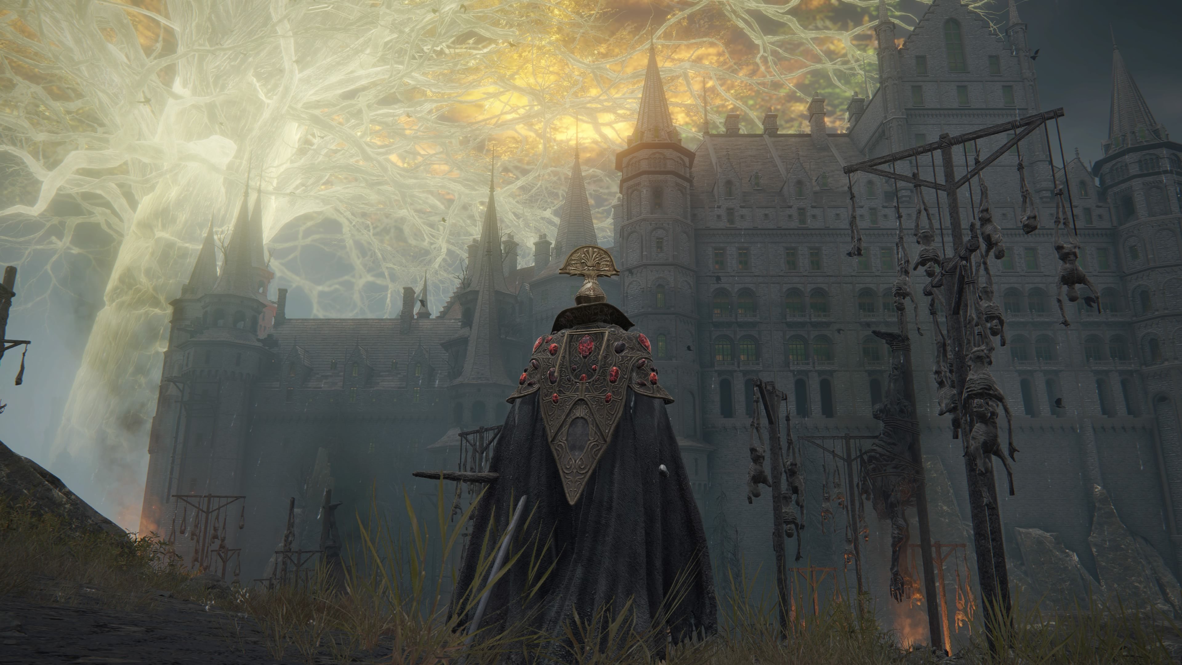 Standing in front of Volcano Manor in Elden Ring