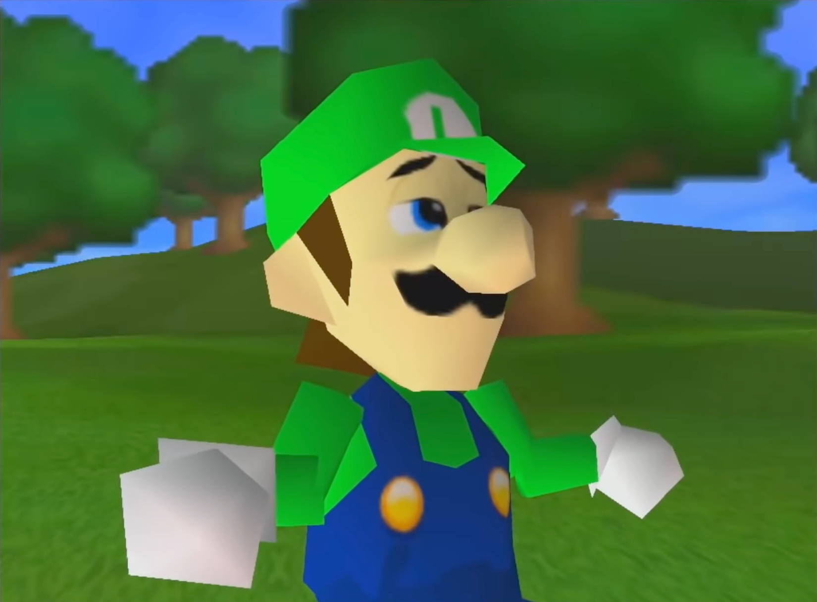 luigi shrugging in mario golf 64