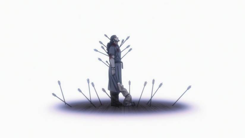 Un joven Thorfinn llorando la muerte de su padre Thors en Vinland Saga.