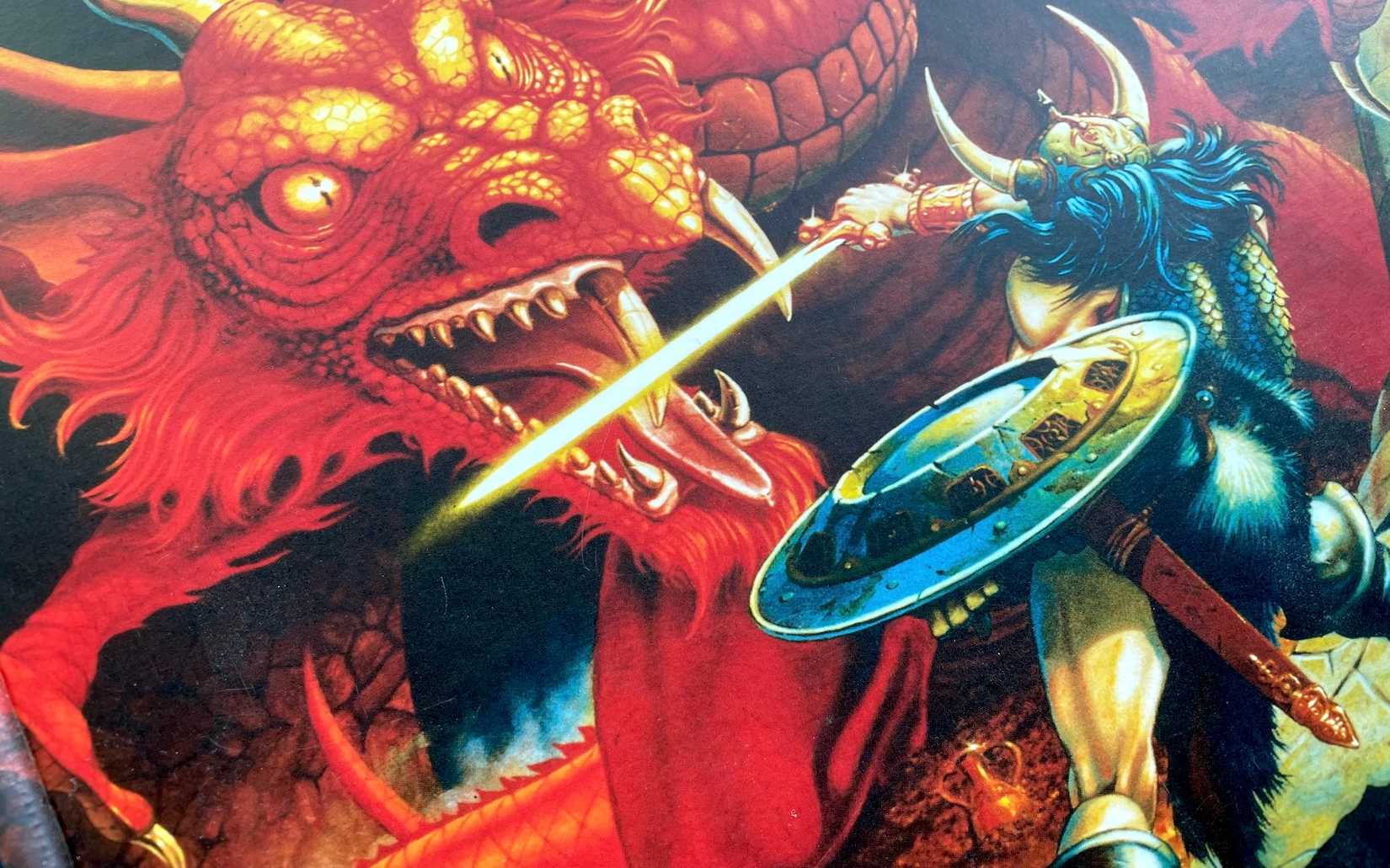 Uma foto da arte da capa para Dungeons & amp; Dragões: Art & amp; Arcana, com arte do jogo original da Red Box