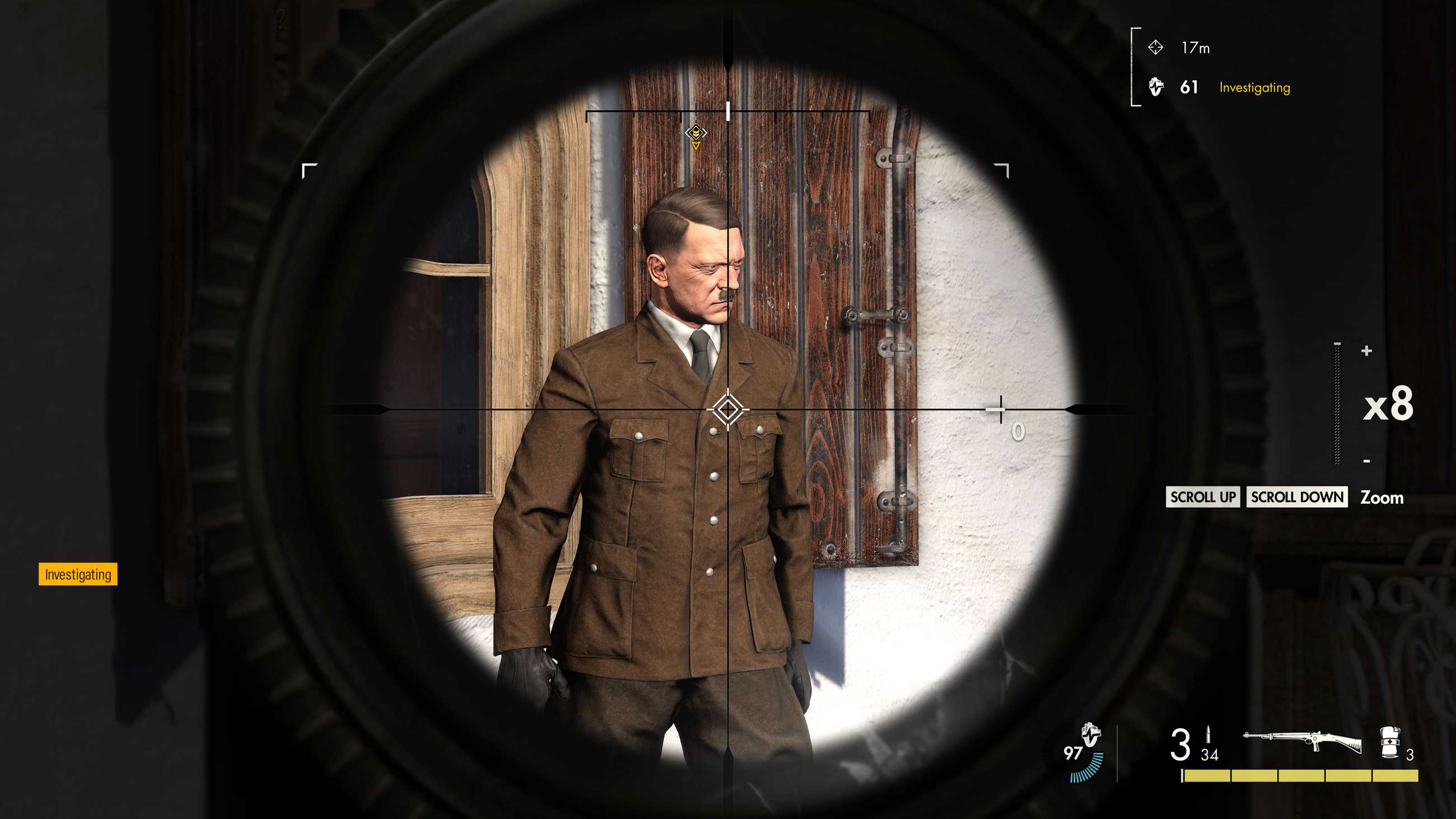 Sniper Elite 5 screenshot showing historical antagonist