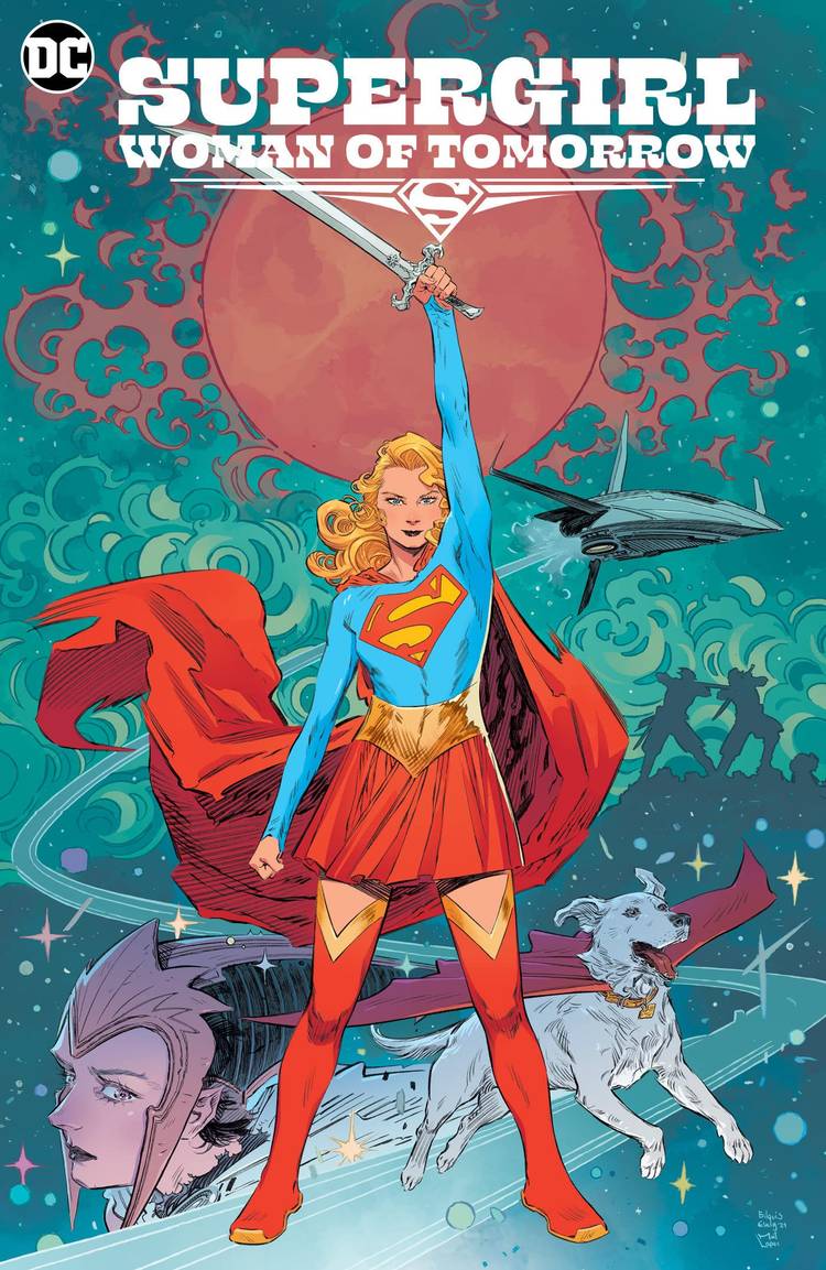Supergirl với thanh kiếm trên nền không gian