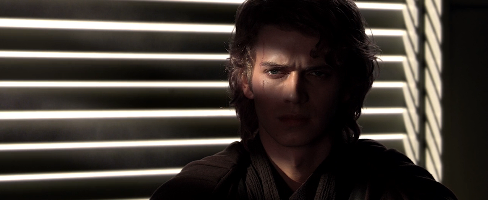 Hayden Christensen as Anakin in Revenge of the Sith, in super-dramatic “totally going over to the Dark Side” lighting