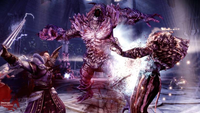  Alistair and the Grey Wardens fight a monstrous Darkspawn.