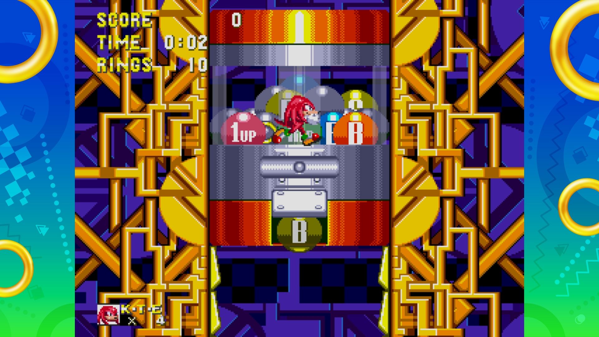 Knuckles interacts with a capsule toy machine in Sonic the Hedgehog 3 from Sonic Origins