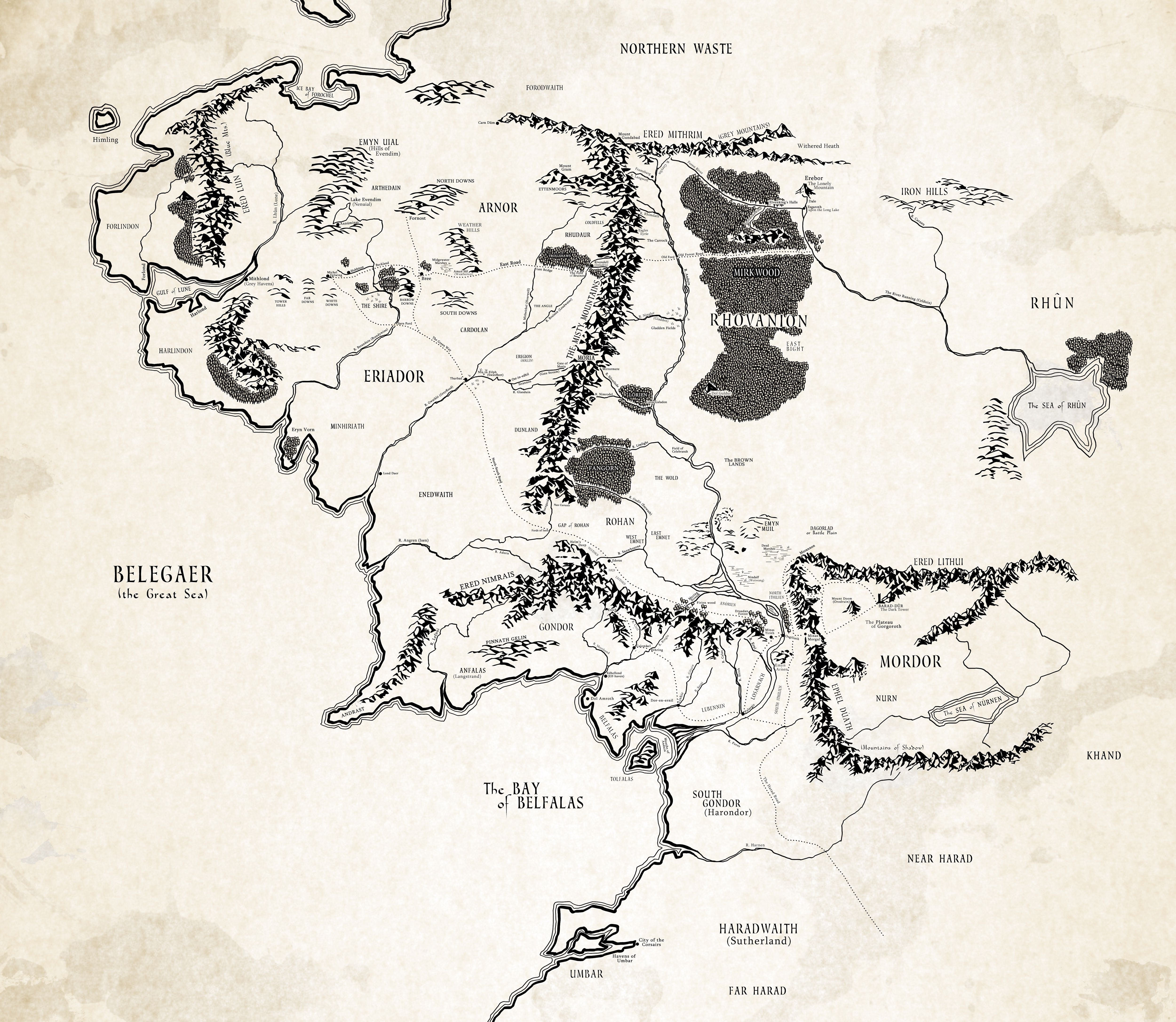 Hobbit Shire Middle Earth Map LotrProject MiddleEarth Map High Res 