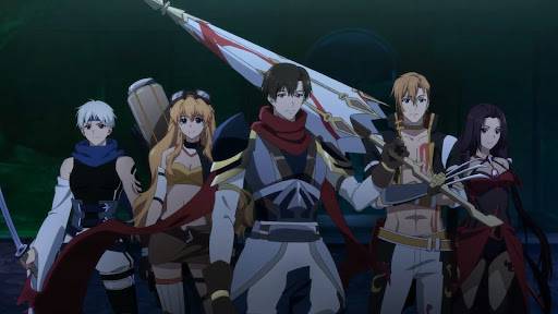 A group of young people wearing armor and holding large weapons in an animated image from The King’s Avatar.