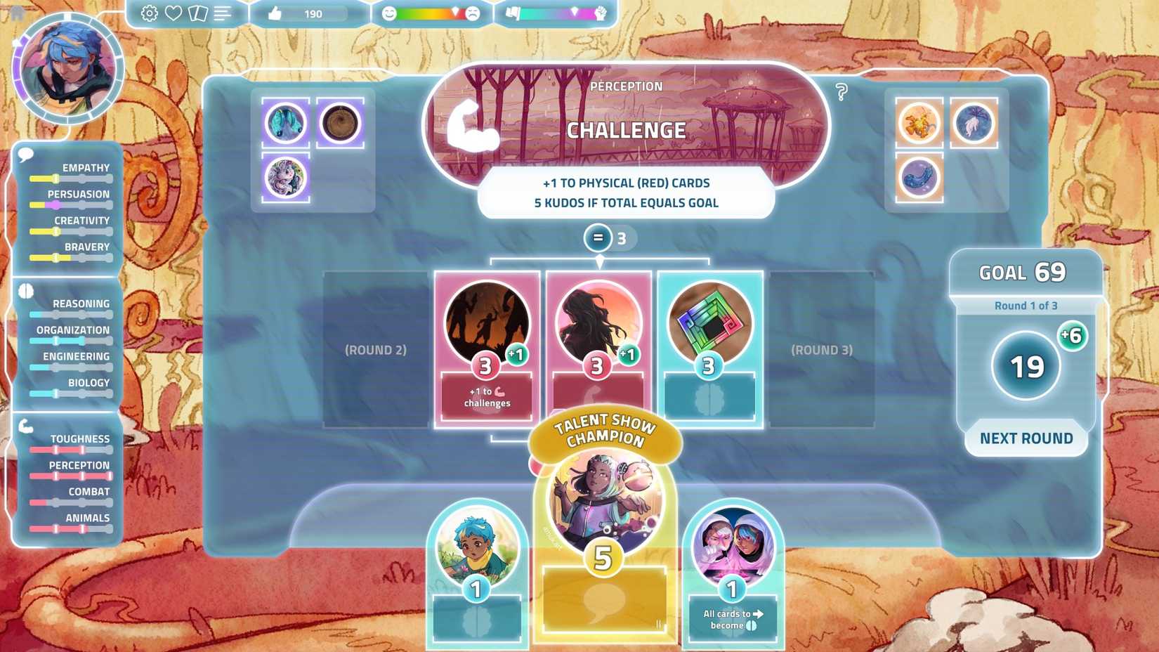 Card battle interface in I Was a Teenage Exocolonist displaying memories as cards