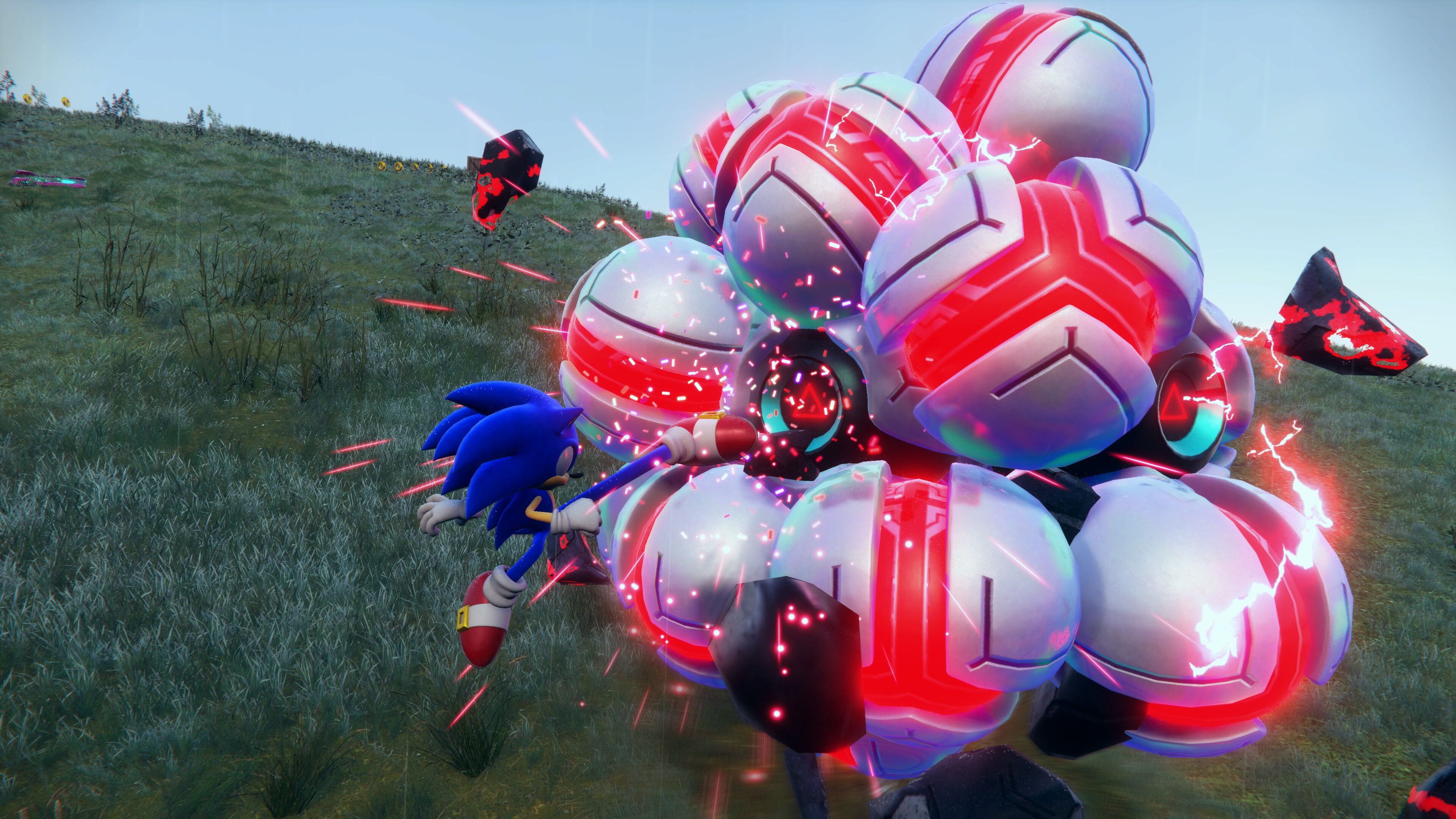 An image of Sonic kicking a cluster of metal balls. Lol. 
