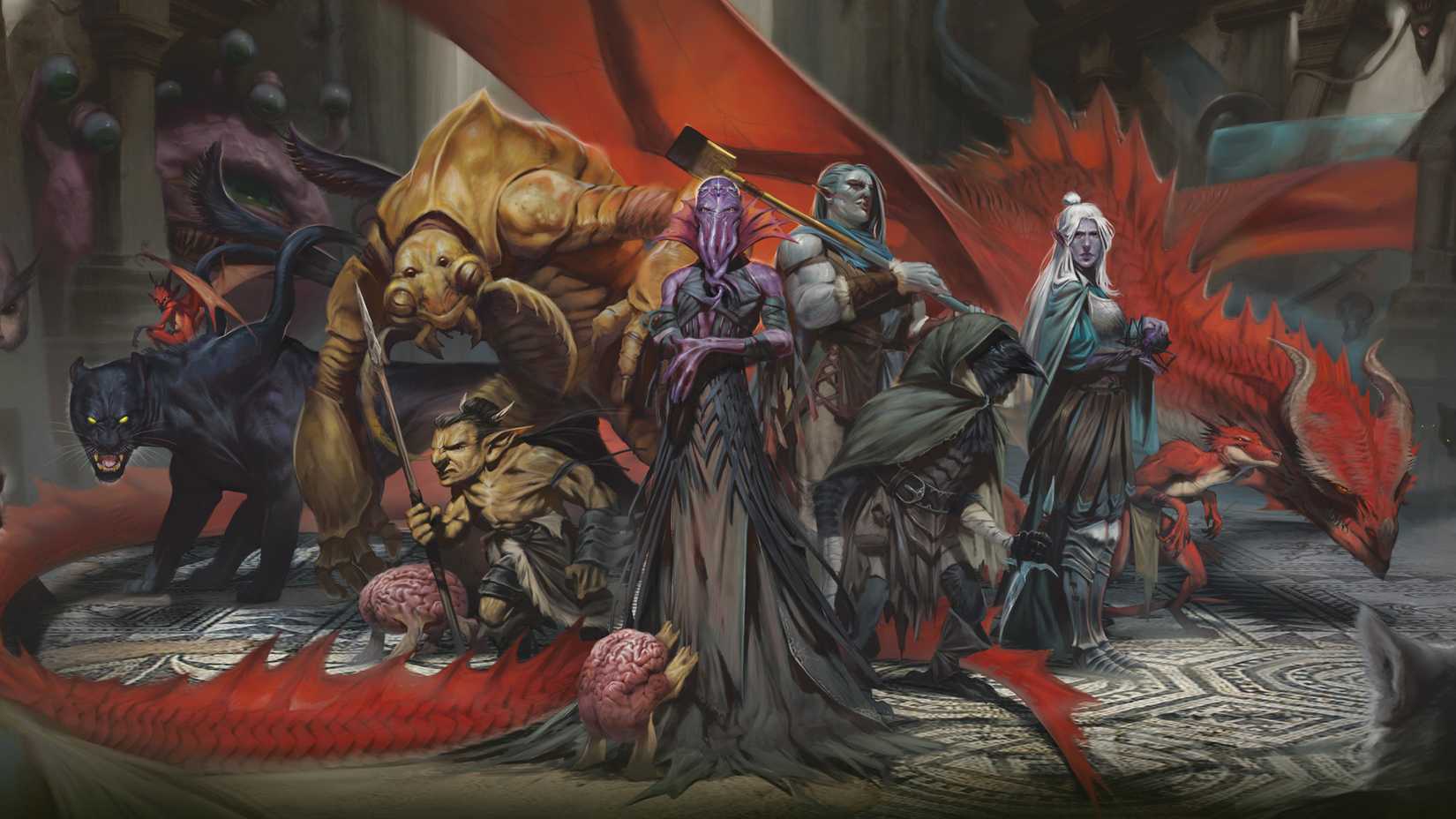 a group picture of several different characters in Dungeons & Dragons