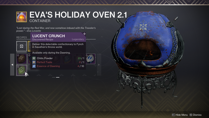 Destiny 2 Dawning 2022 ingredients, gifts, and recipes guide