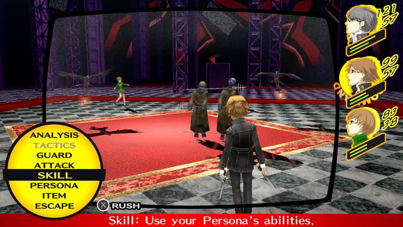 5 Classic JRPGs with Virtually Perfect Battle Systems 16 The protagonist and Chie face off with two demons in a dungeon in Persona 4 Golden on Nintendo Switch
