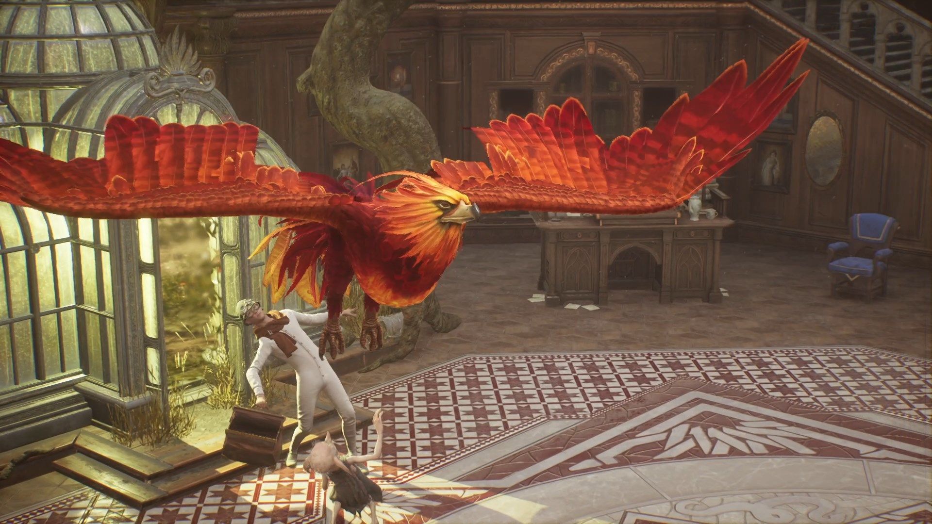 Phoenix in the Room of Requirement in Hogwarts Legacy