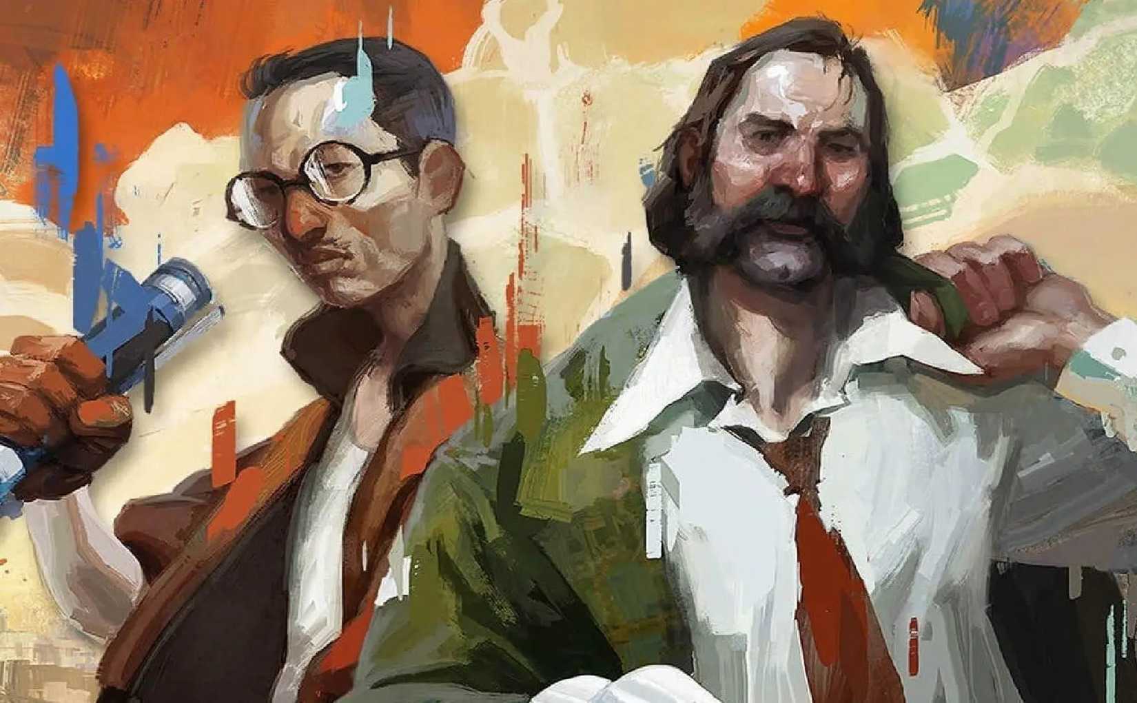Harrier Du Bois y Kim Kitsuragi están juntos en el arte clave de Disco Elysium