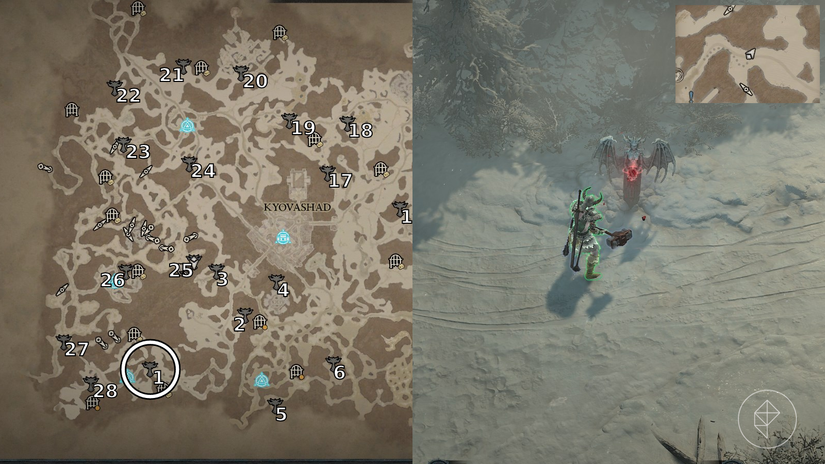 All Fractured Peaks Altar of Lilith locations and map in Diablo 4