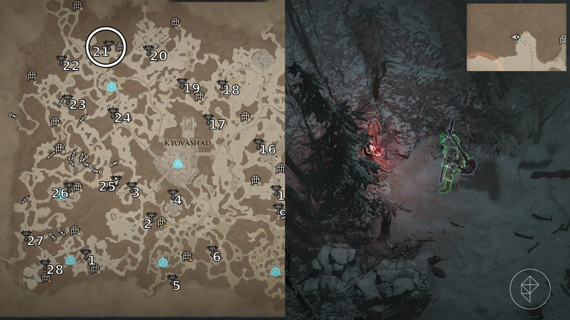 All Fractured Peaks Altar of Lilith locations and map in Diablo 4