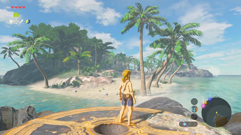 Breath of the Wild standing on Eventide Island, shirtless, with no gear.