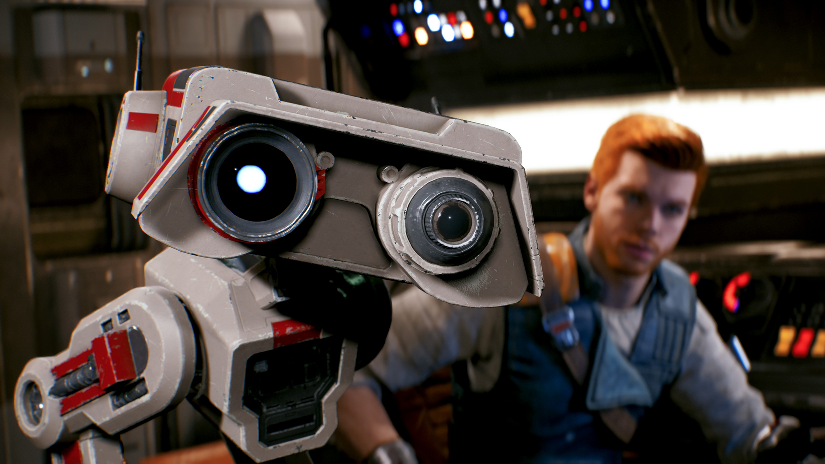 Star Wars Jedi: Survivor BD-1 and Cal Kestis on the Stinger Mantis