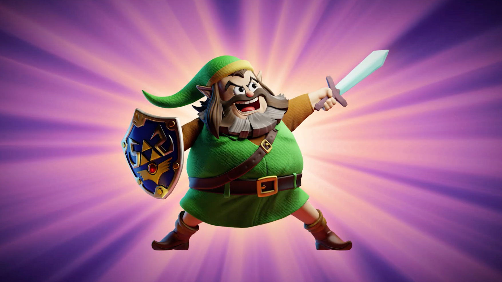 An animated Jack Black dressed as Link.