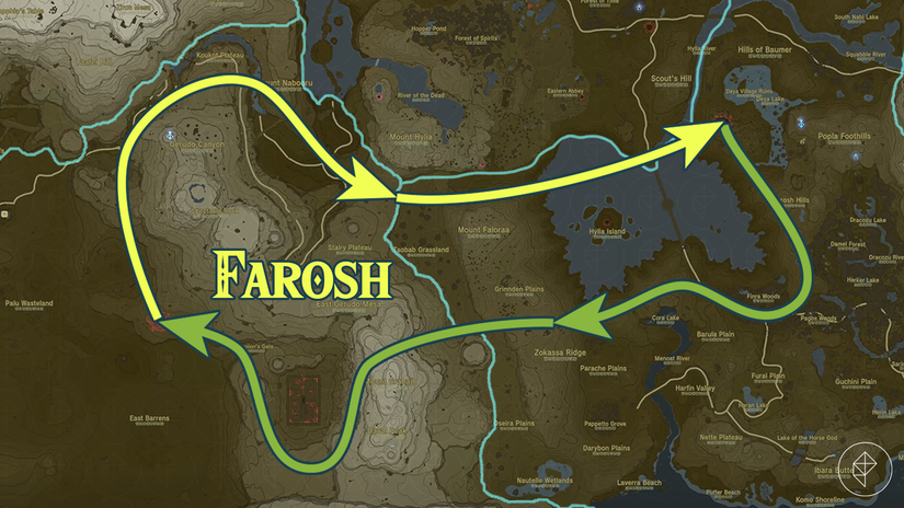 Forash Scale Dragon locations and paths in Zelda: TOTK