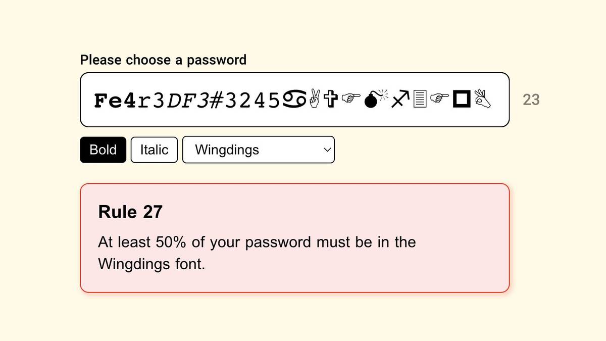 Absurd Password Requirements The Password Game is so hard, its creator is still trying to beat it