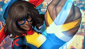 Ms. Marvel in her new costume with mutant X detailing on the cover of Ms. Marvel: The New Mutant #1 (2023).