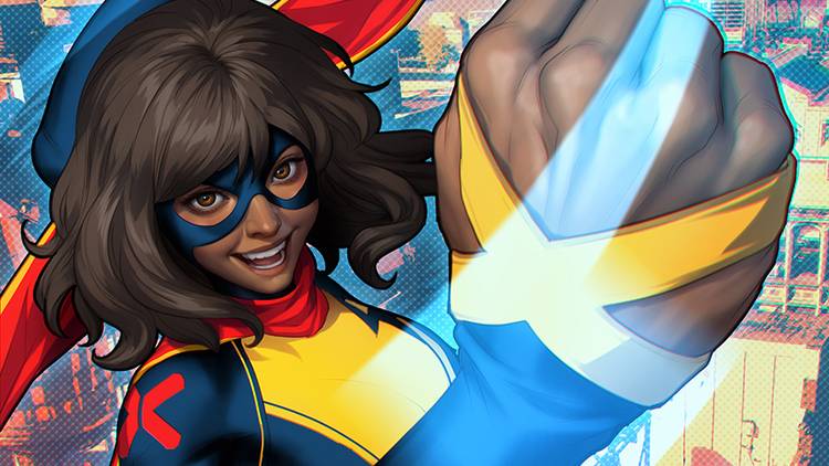 Ms. Marvel in her new costume with mutant X detailing on the cover of Ms. Marvel: The New Mutant #1 (2023).
