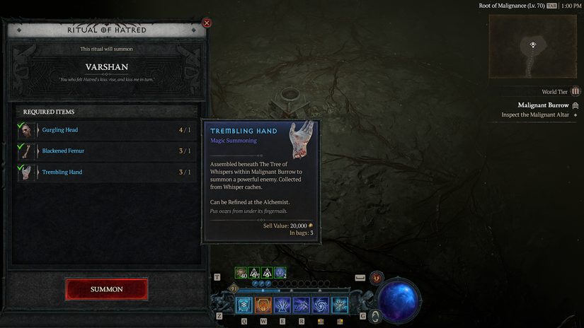 How to summon the Echo of Varshan and farm Malignant Rings in Diablo 4