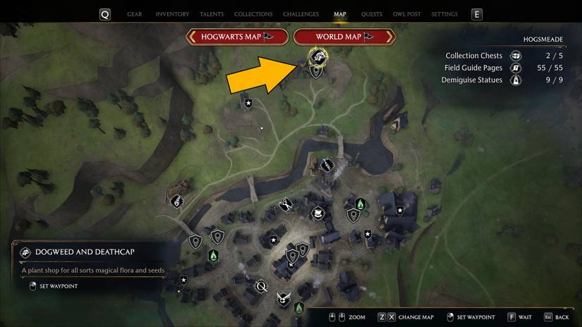 Dogweed and Deathcap location in Hogwarts Legacy