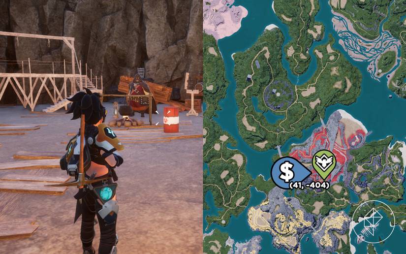 A map showing where to find a Palworld Black Marketeer in a mineshaft