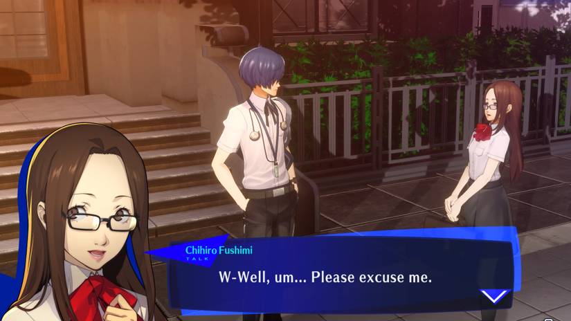 The main P3R character talks to Chihiro to advance the Justice arcana social link in Persona 3 Reload.