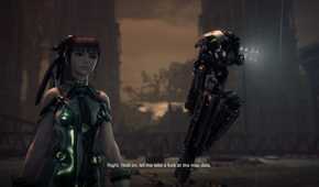Zelda: Ocarina of Time Is Getting Some Serious Competition on Switch 2 Next Week 58 EVE, the protagonist of Stellar Blade (left), looks solemn as her robot companion (right) tells her, “Right. Hold on, let me take a look at the map data.”