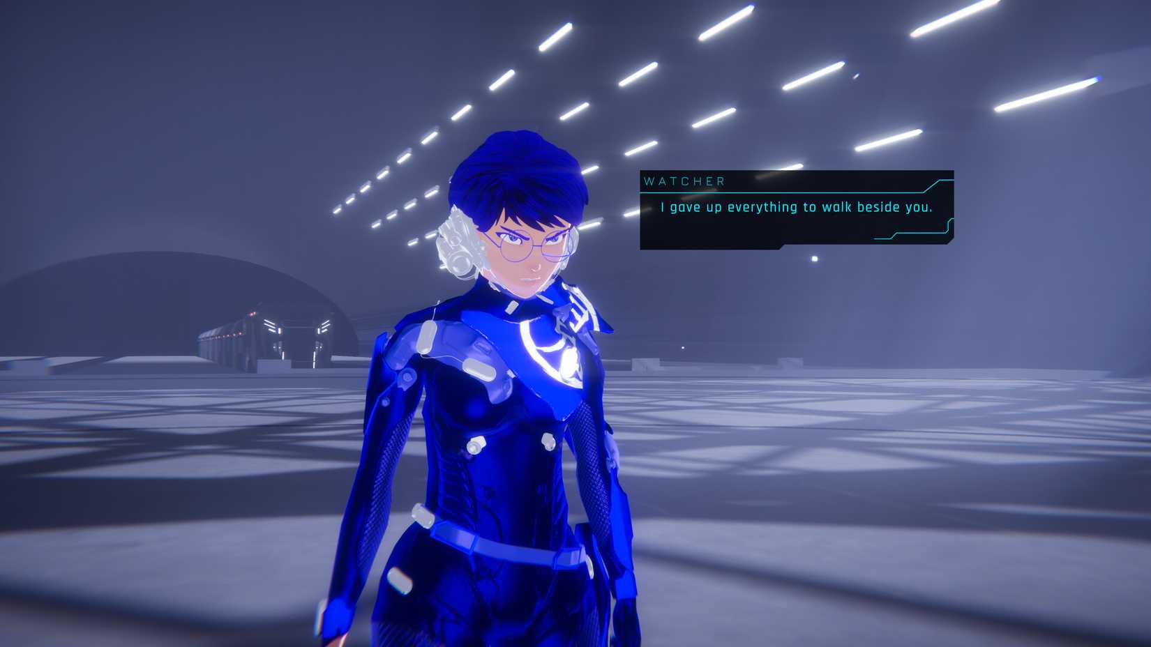 A screenshot of 1000xRESIST shows Watcher staring off-screen with a speech bubble that says “I gave up everything to walk beside you.”