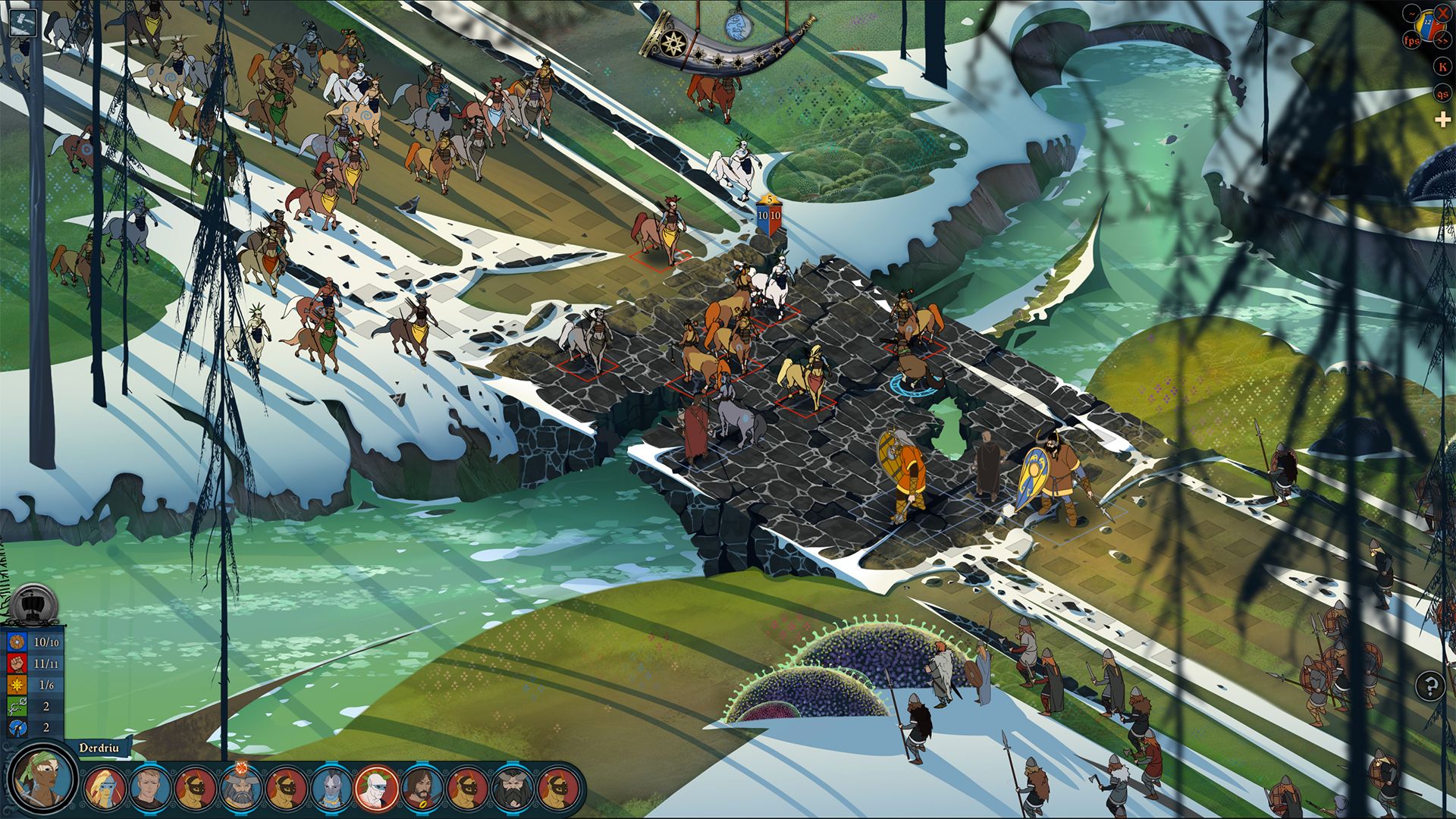 The Banner Saga stylized winter landscape