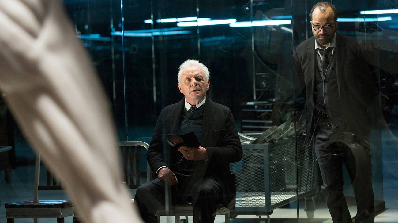 Westworld - Dr. Robert Ford and Dr. Bernard Lowe look at a host model